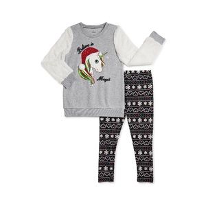 Girls Faux Fur Critter Sweater Outfit Set 2-Piece